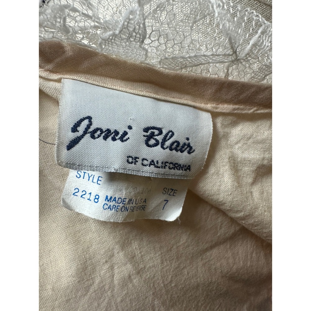 Vintage 1970s Joni Blair Prairie Dress Lace Collar Cotton Pockets USA 7 - Picture 4 of 10